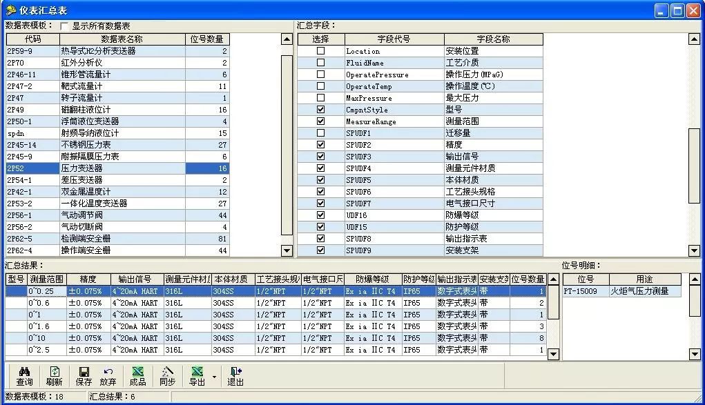 仪表汇总表